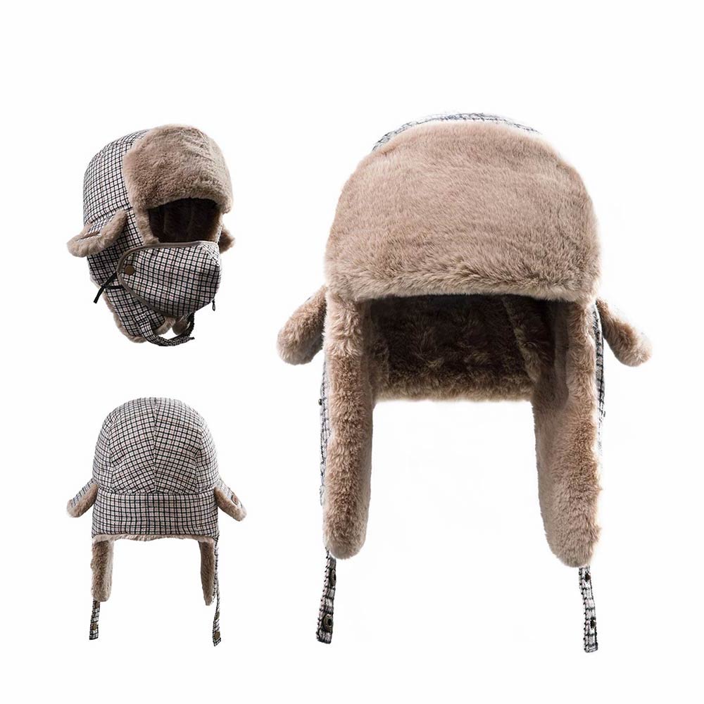 HT06 WOOL GRID LEI FENG HAT