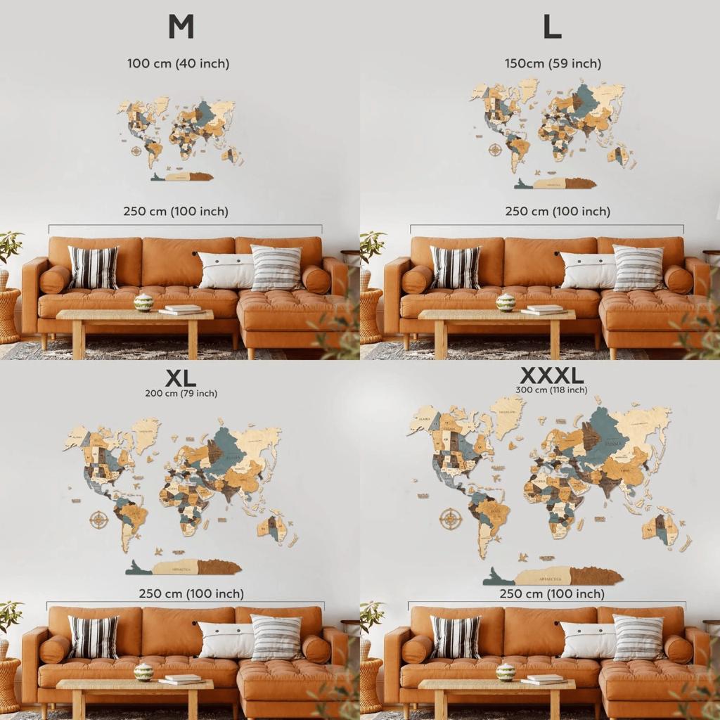 3D WOODEN WORLD MAP-BLUE