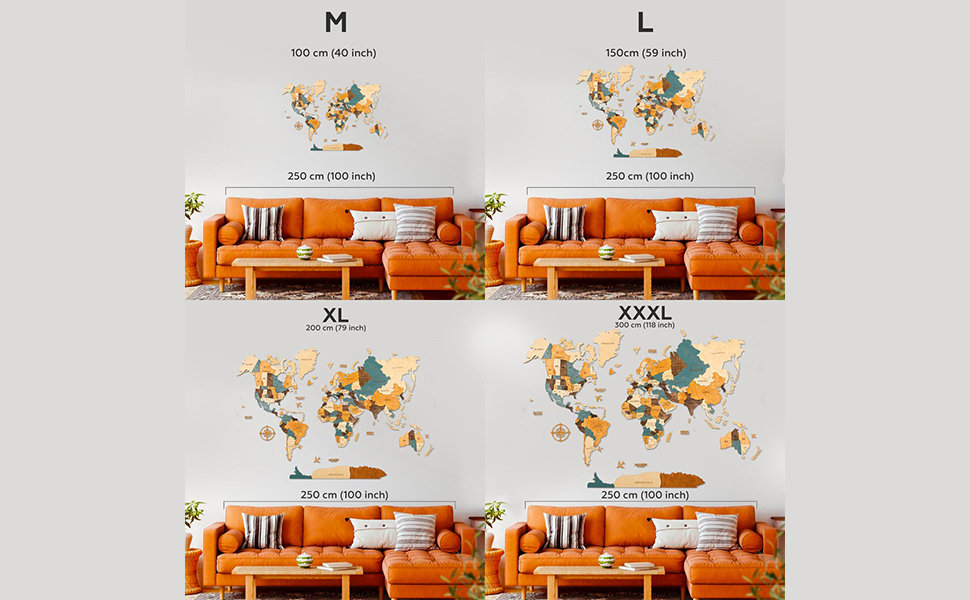 3D WOODEN WORLD MAP-BLUE