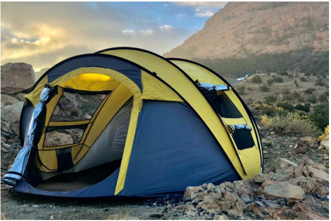 4 PERSON POP UP CAMPIMG TENT - YELLOW