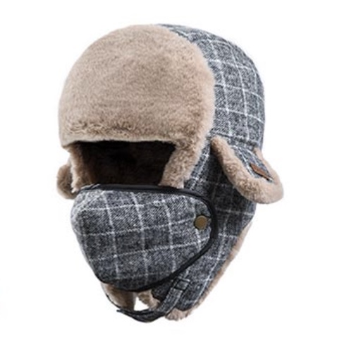 HT06 WOOL GRID LEI FENG HAT